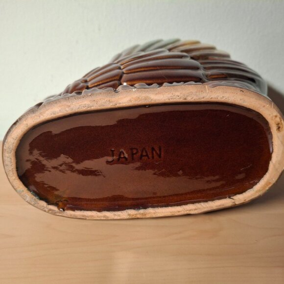 Vintage Japan Brown Drip Glaze Swan Planter Small Chip on Beak - Picture 5 of 5